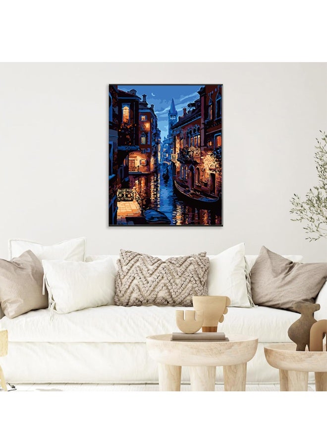HOMESTAR Paint by Numbers Kit - Venice Adult Paint by Number Kits on Canvas Without Frame for Beginner, Stream Landscape Oil Painting by Numbers Kit for Gift Home Wall Decor 16x20 Inch - Image 3